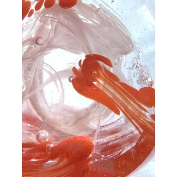 Red & White Ribbon Dragon? Globe Art Glass Paperweight Vintage - Picture 12 of 12